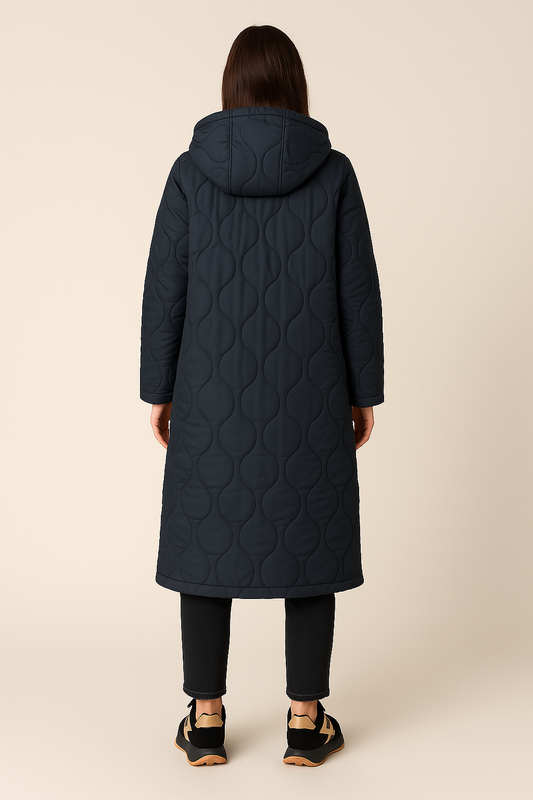 Quilted Coat – Hooded – Full Zip – Longline Layer