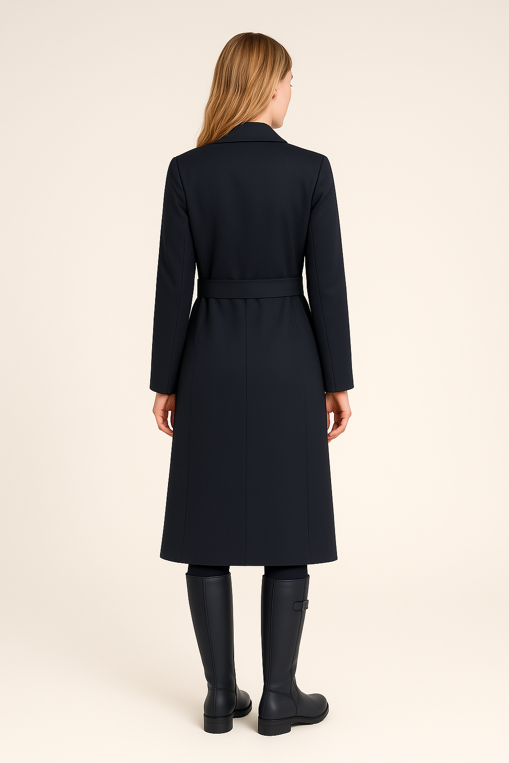 Double-Breasted Coat – Relaxed Fit – Notch Lapel – Belted Waist