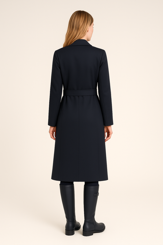 Double-Breasted Coat – Relaxed Fit – Notch Lapel – Belted Waist