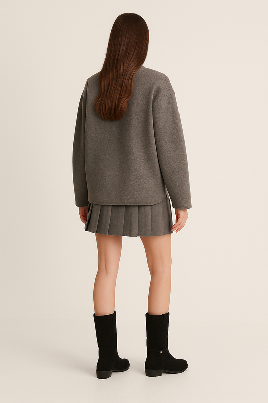Pea Coat – Double-Breasted – Stand Collar – Relaxed Fit – Button Front