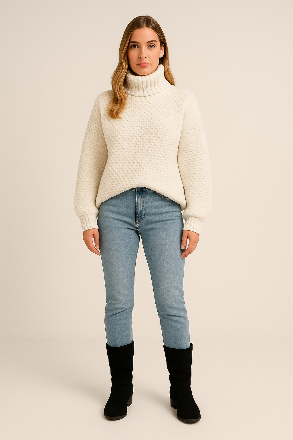Chunky Knit Turtleneck Jumper Oversized