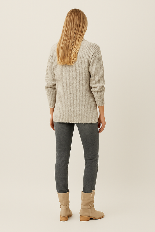 Textured Half-Zip Jumper – Relaxed Fit – Long Sleeve – Stand Collar