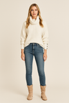 Turtleneck Jumper Button Sleeve Relaxed