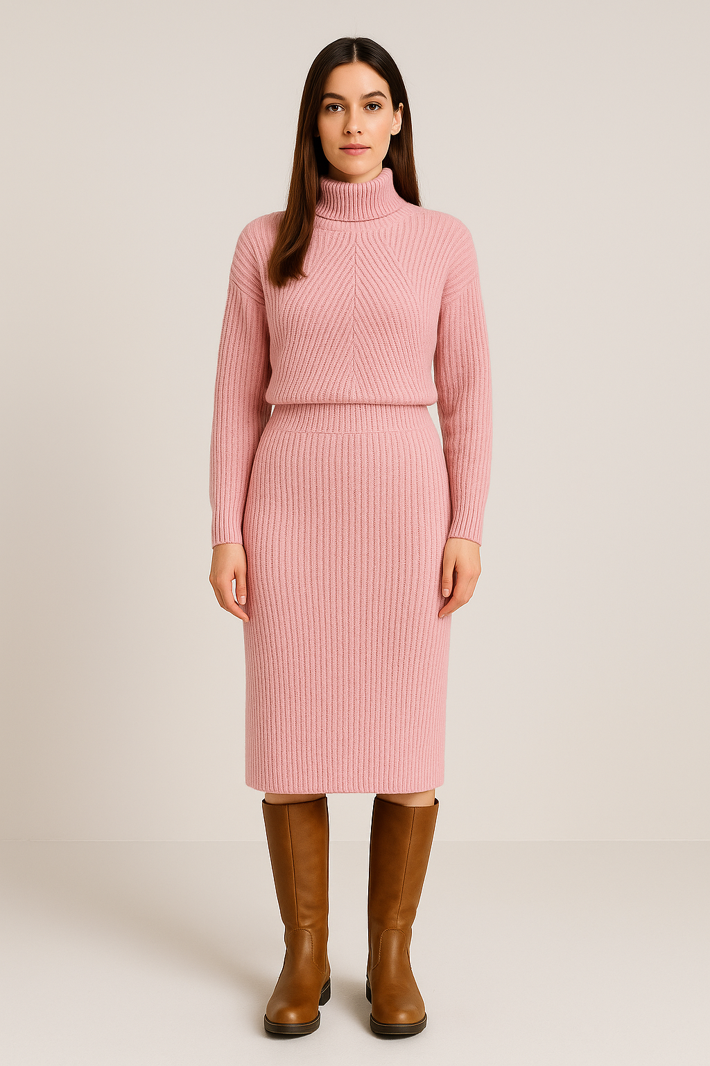 Sweater Dress – Round Neck – Relaxed Fit – Everyday Look – Knee Length