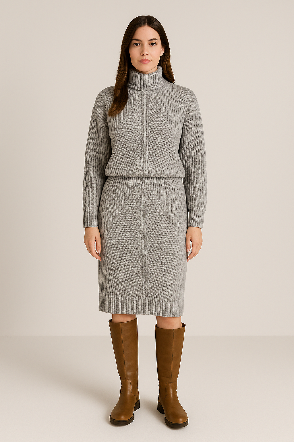 Sweater Dress – Round Neck – Relaxed Fit – Everyday Look – Knee Length