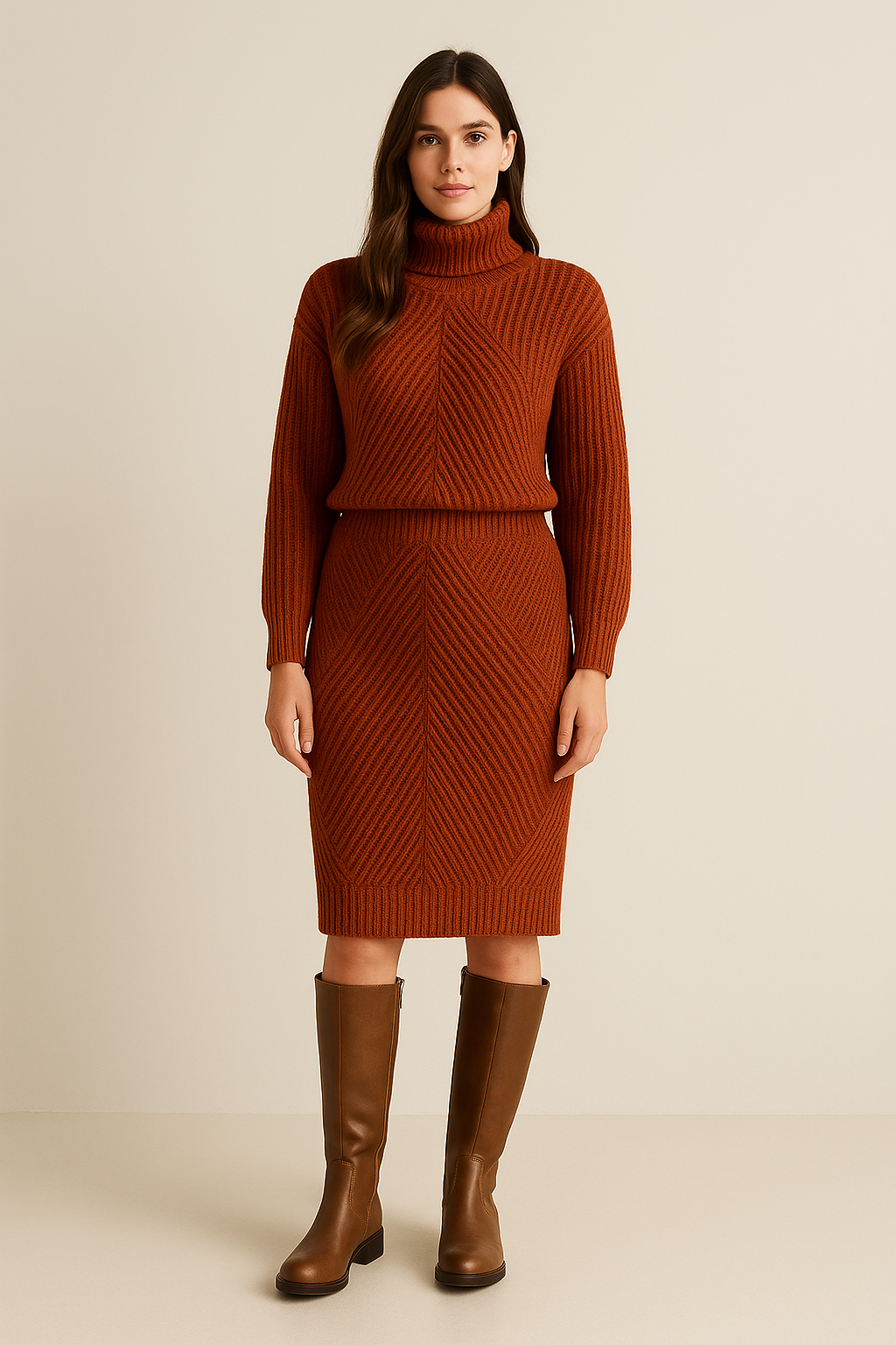 Sweater Dress – Round Neck – Relaxed Fit – Everyday Look – Knee Length