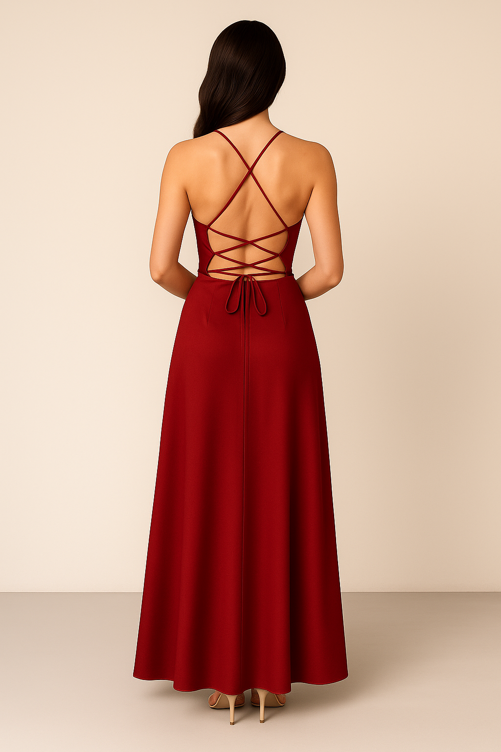 Evening Maxi Dress Spaghetti Straps High Slit