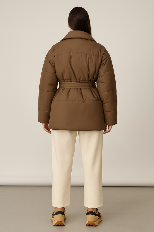 Padded Winter Jacket – Oversized Collar – Adjustable Belt – Relaxed Fit