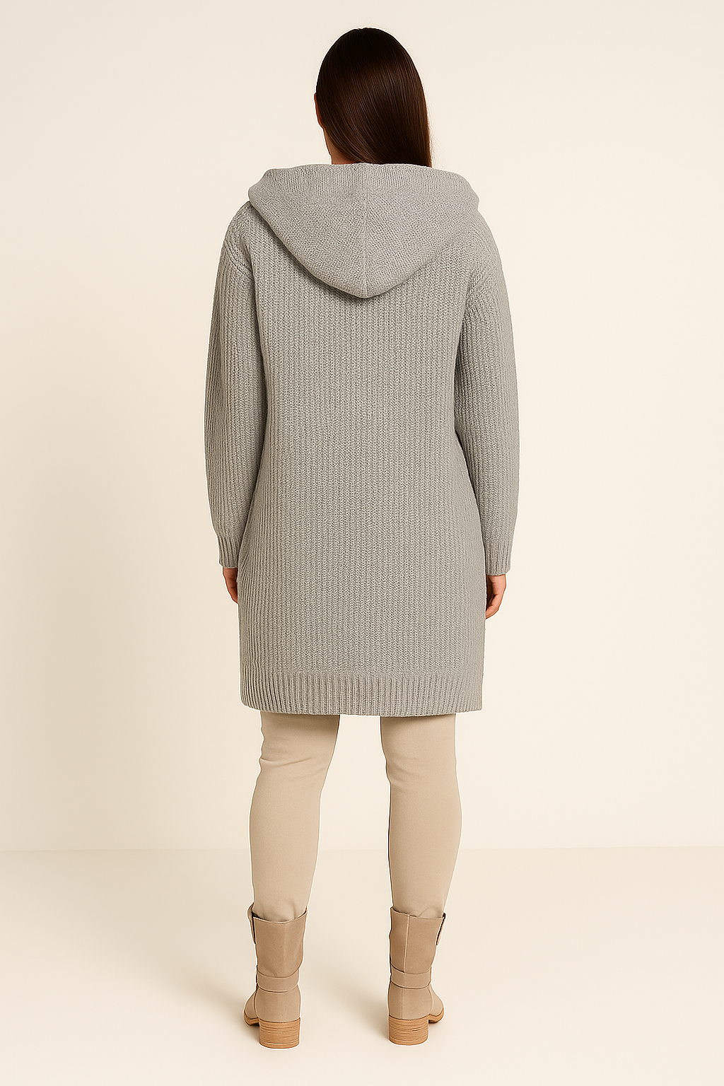 Cardigan Hooded Longline Soft Knit