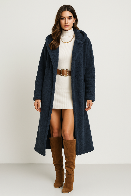 Coat – Long – Hooded – Relaxed Fit – With Pockets