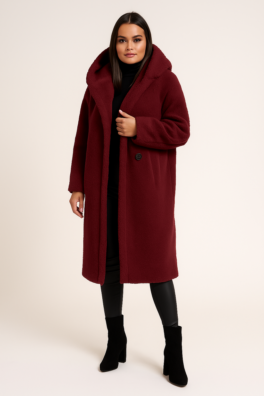 Coat – Long – Hooded – Relaxed Fit – With Pockets