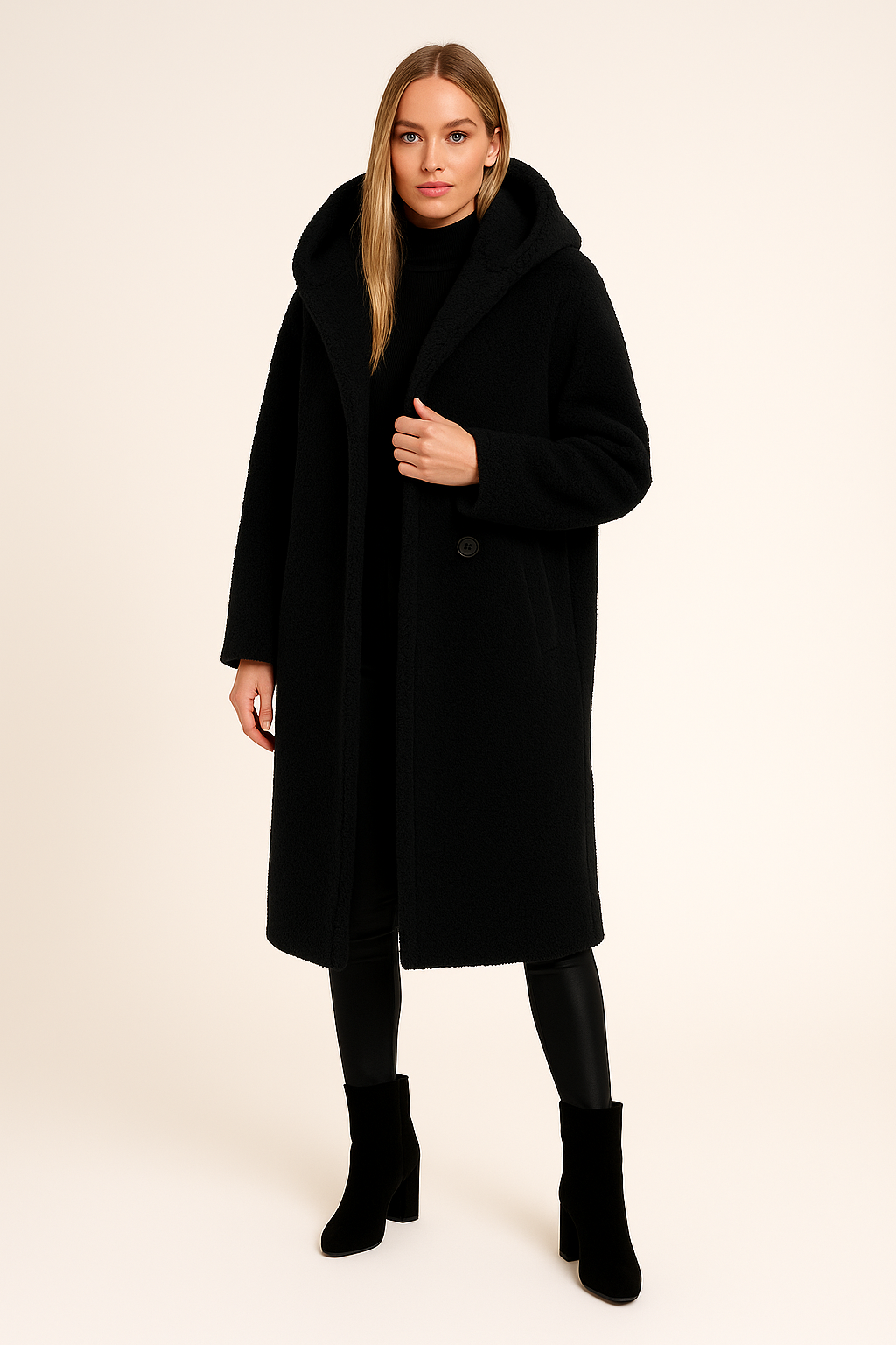 Coat – Long – Hooded – Relaxed Fit – With Pockets