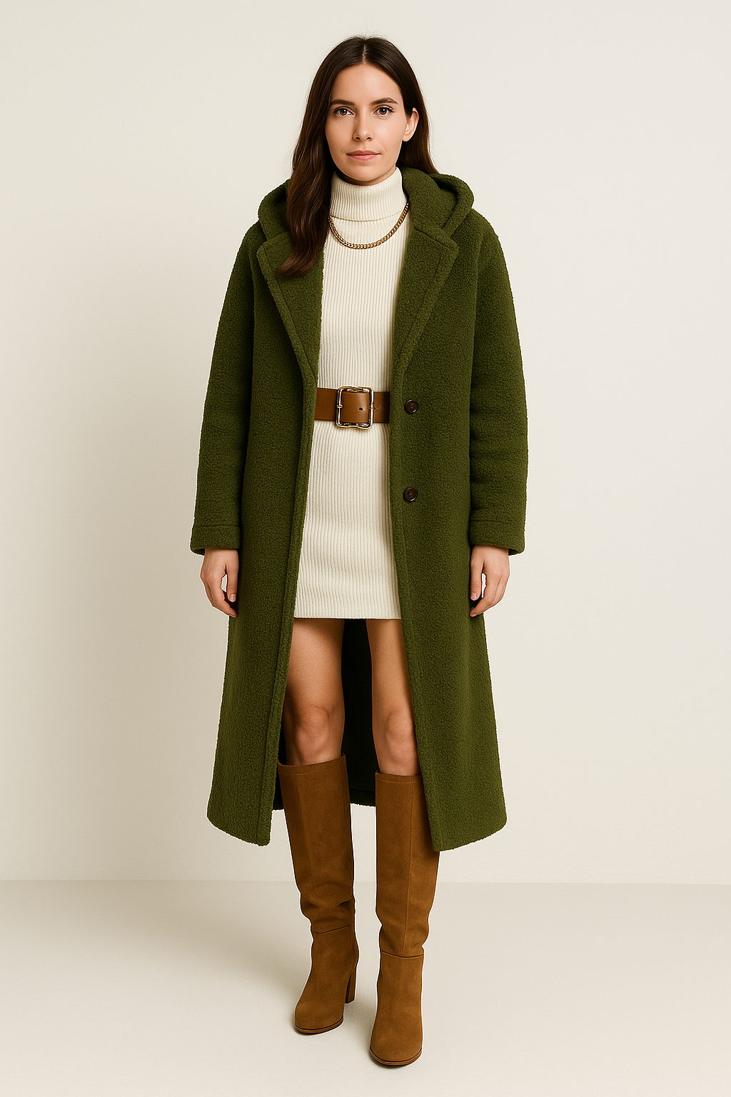 Coat – Long – Hooded – Relaxed Fit – With Pockets