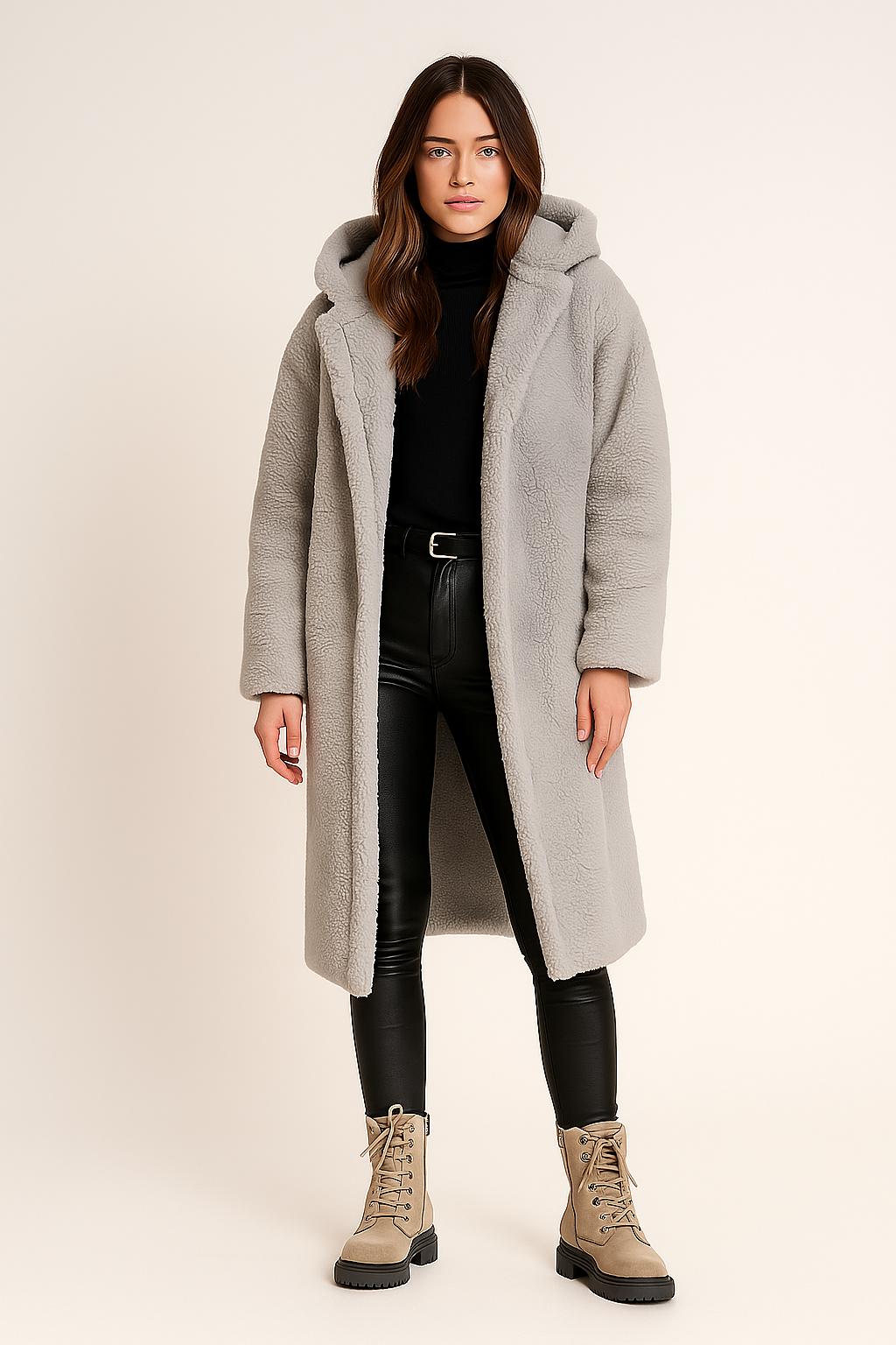 Coat – Long – Hooded – Relaxed Fit – With Pockets