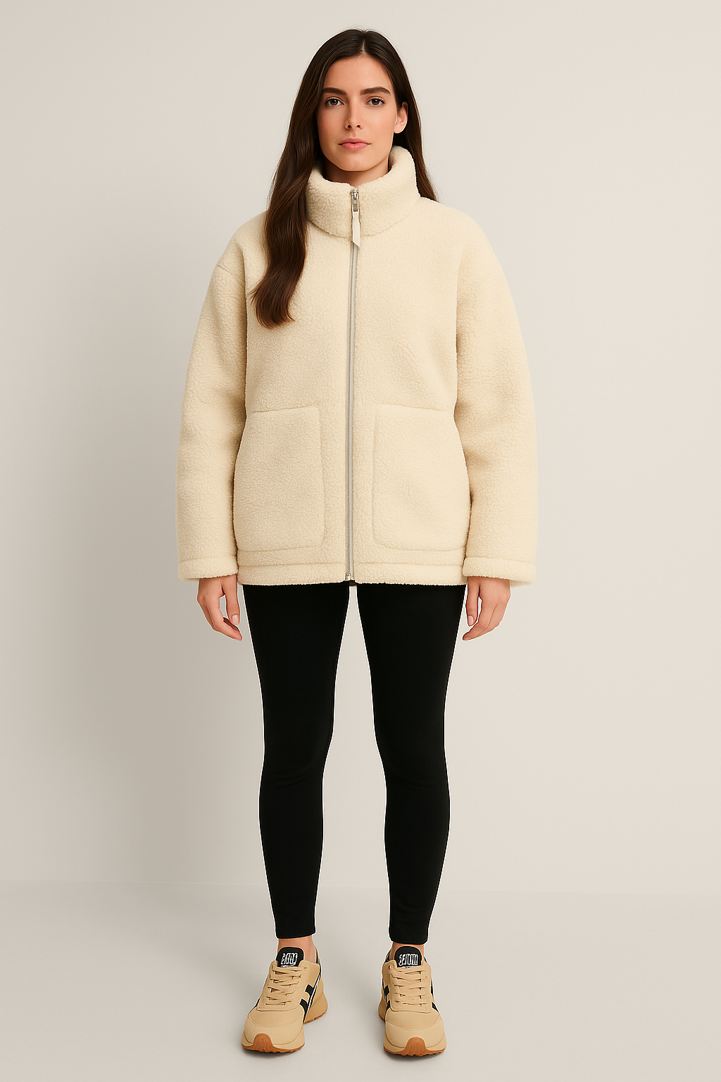 Coat – Zip-Up – Stand Collar – Relaxed Fit – With Pockets