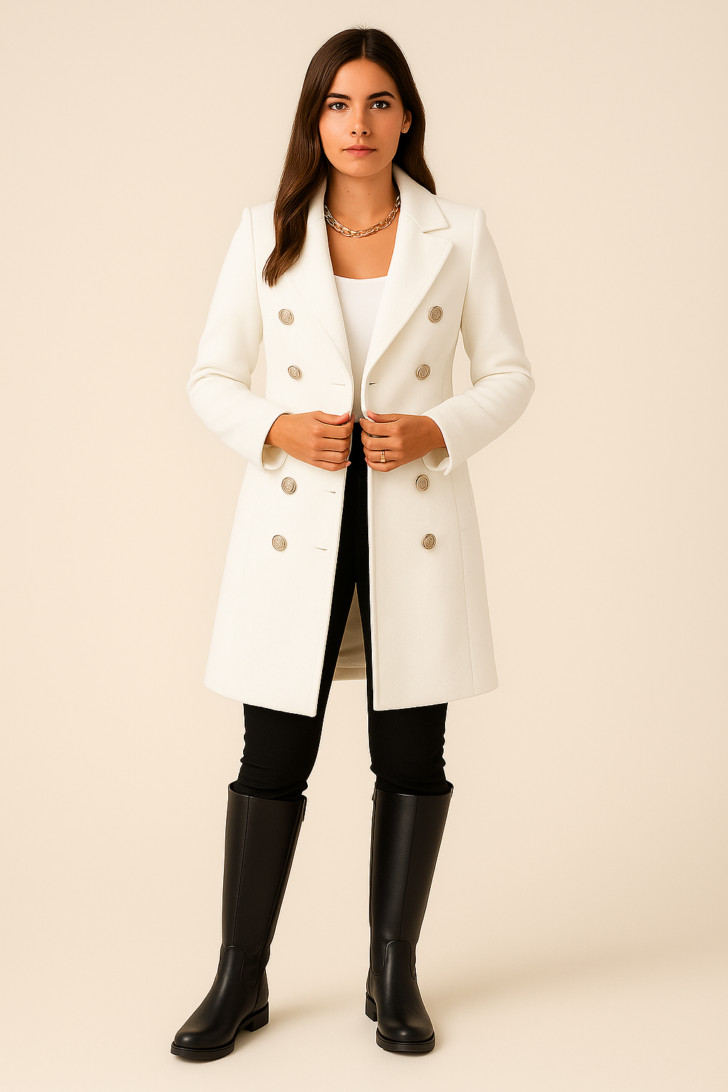 Coat – Long Fit – Tailored Shape – Double-Breasted – Lapel Collar