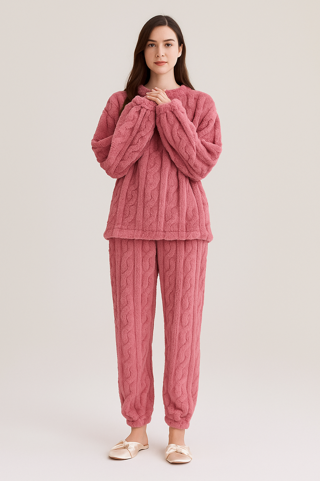 2-Piece Pyjama Set – Pullover Top & Trousers – Relaxed Fit – Loungewear for Women