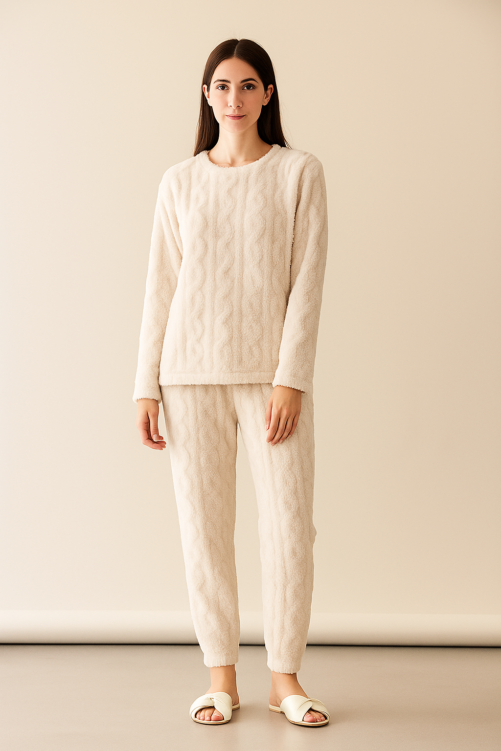 2-Piece Pyjama Set – Pullover Top & Trousers – Relaxed Fit – Loungewear for Women