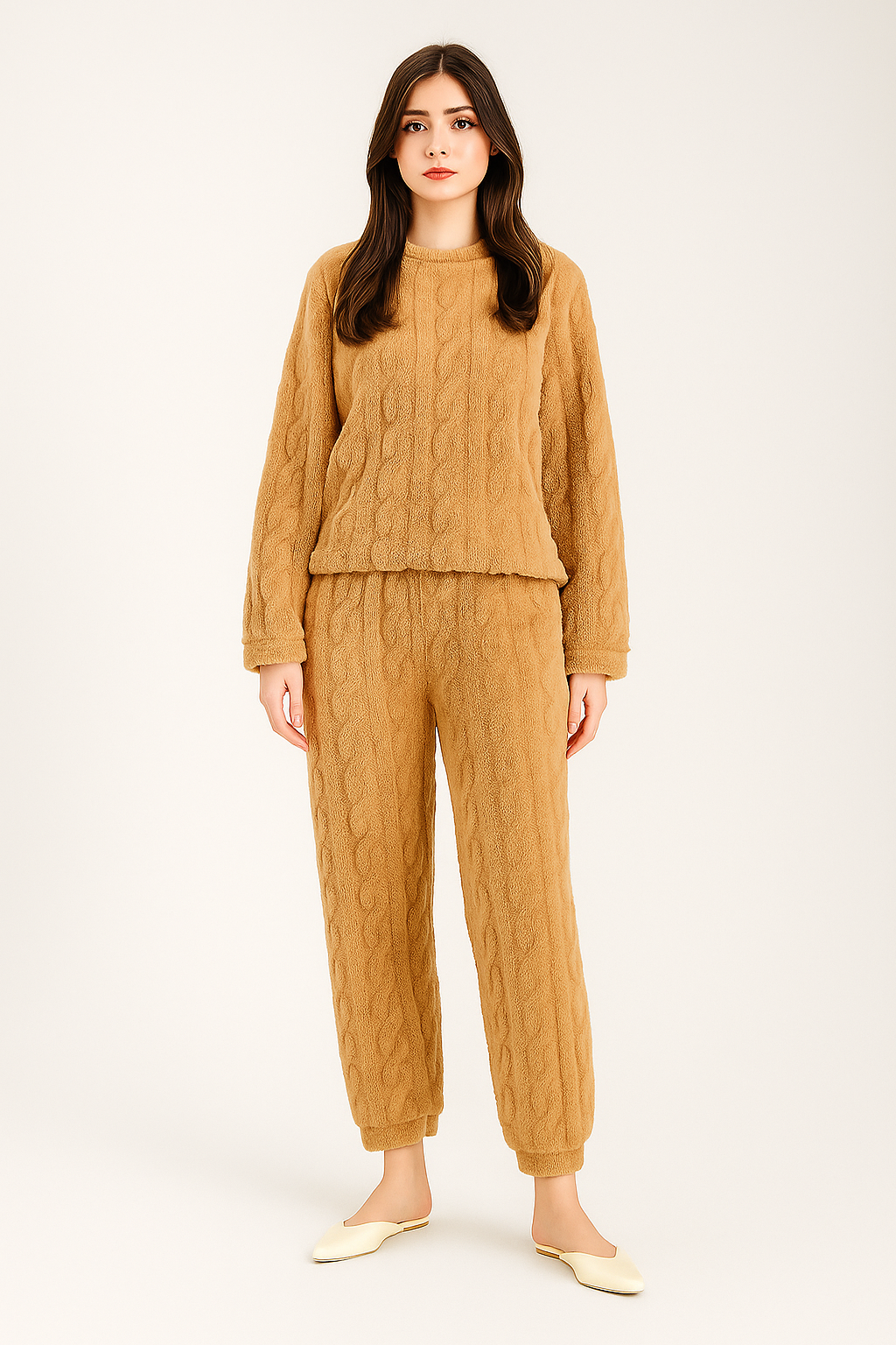 2-Piece Pyjama Set – Pullover Top & Trousers – Relaxed Fit – Loungewear for Women