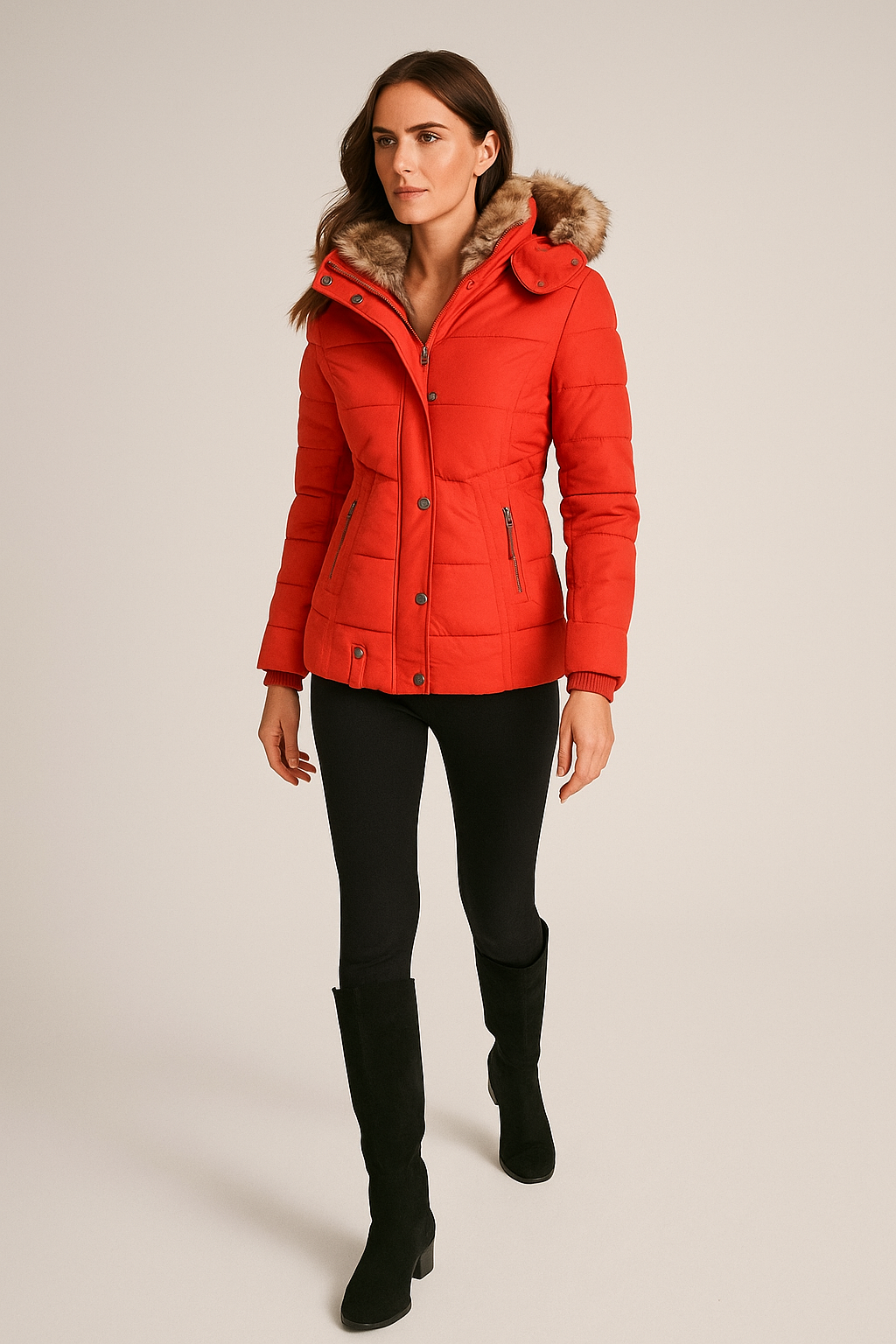 Slim Fit Hooded Puffer Jacket – Women's Winter Coat – Warm & Stylish Outerwear