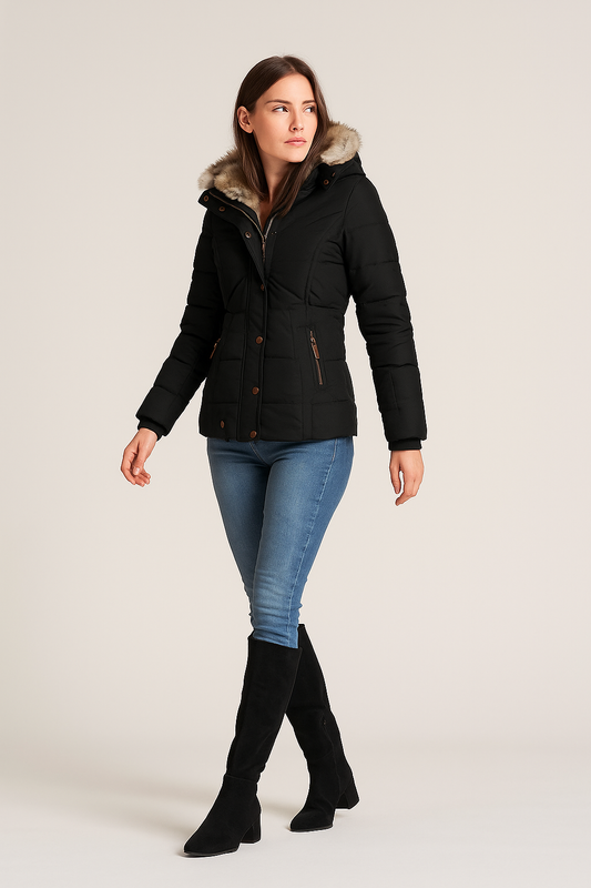 Slim Fit Hooded Puffer Jacket – Women's Winter Coat – Warm & Stylish Outerwear