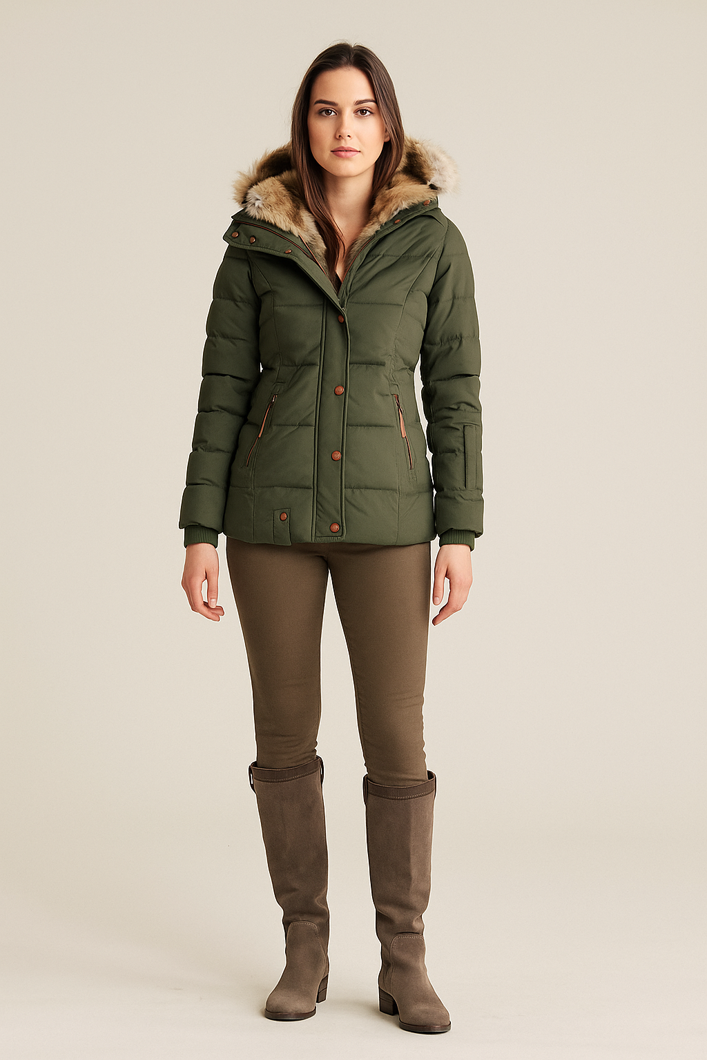 Slim Fit Hooded Puffer Jacket – Women's Winter Coat – Warm & Stylish Outerwear
