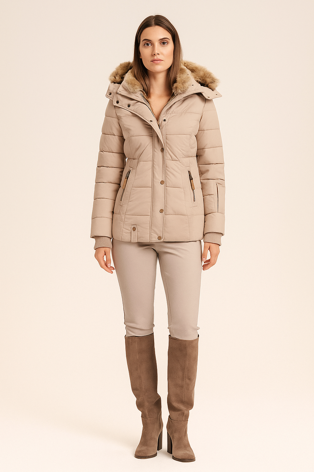 Slim Fit Hooded Puffer Jacket – Women's Winter Coat – Warm & Stylish Outerwear