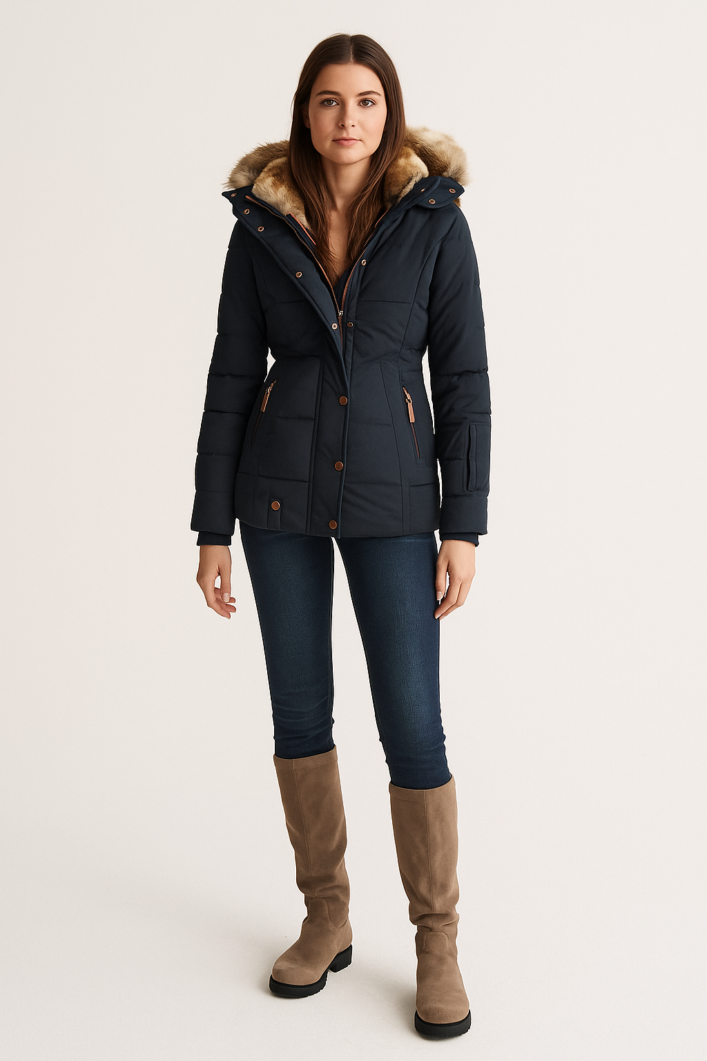 Slim Fit Hooded Puffer Jacket – Women's Winter Coat – Warm & Stylish Outerwear