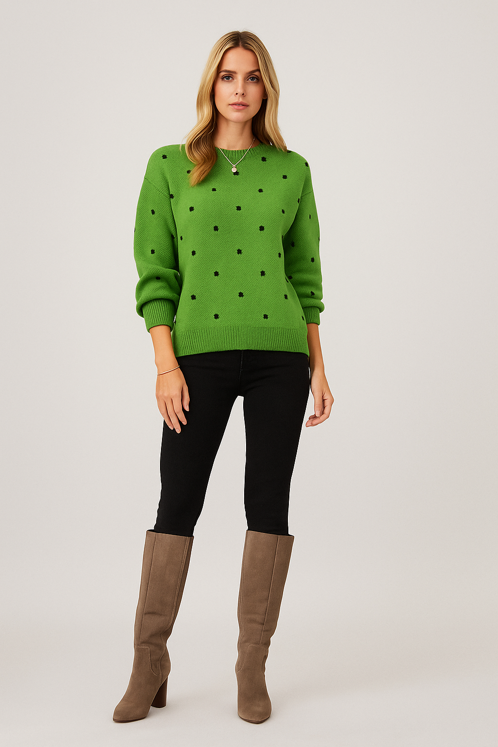 Polka Dot Sweater – Relaxed Fit – Crew Neck
