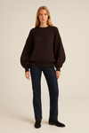 Oversized Balloon Sleeve Ribbed Sweater