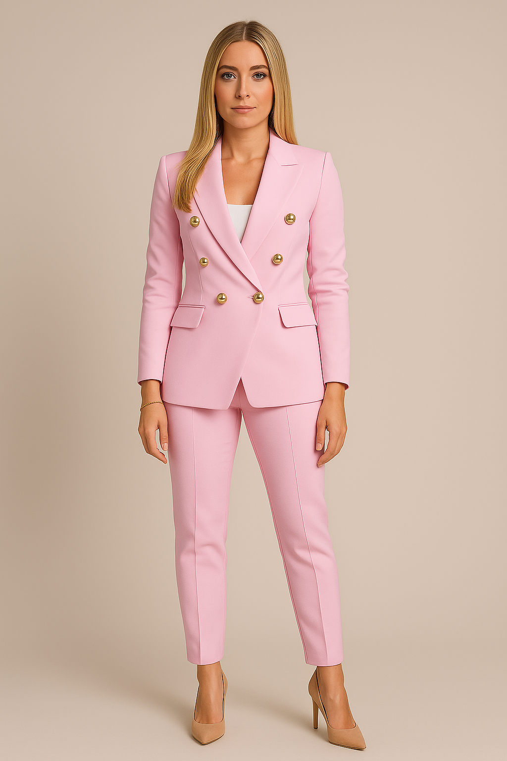 Double-Breasted Women's Suit with Tailored Fit – Timeless Elegance & Modern Structure
