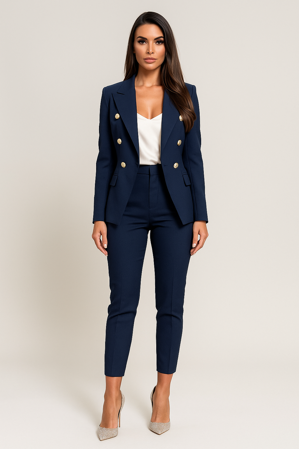 Double-Breasted Women's Suit with Tailored Fit – Timeless Elegance & Modern Structure