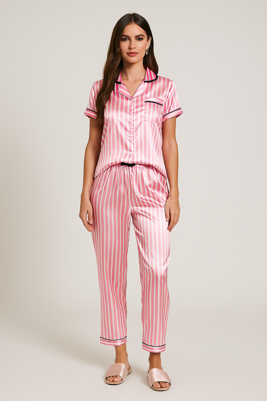 Striped Pink Women's Pyjama Set – Classic Comfort with a Modern Twist