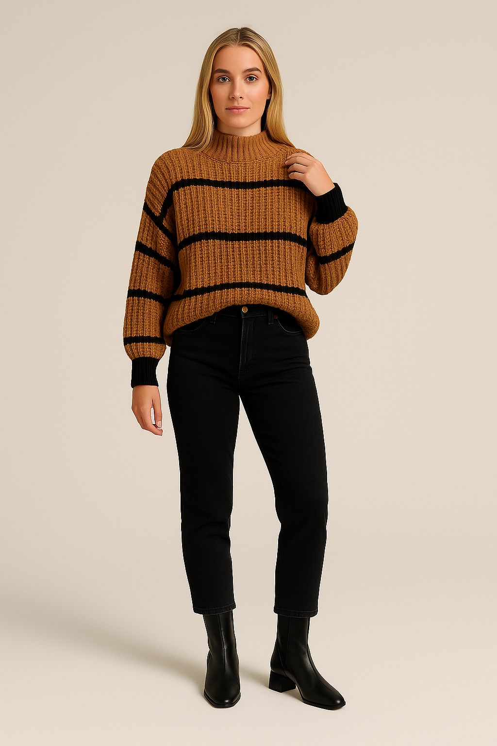 Striped Oversized Sweater – Relaxed Fit – Long Sleeve – Crew Neck