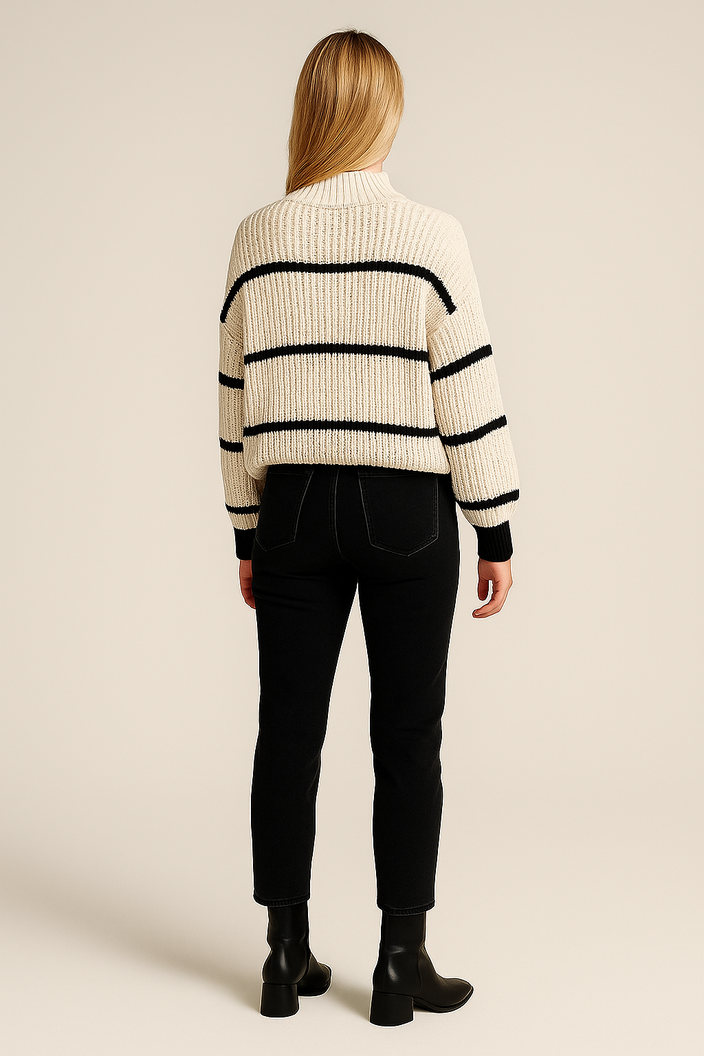 Striped Oversized Sweater – Relaxed Fit – Long Sleeve – Crew Neck