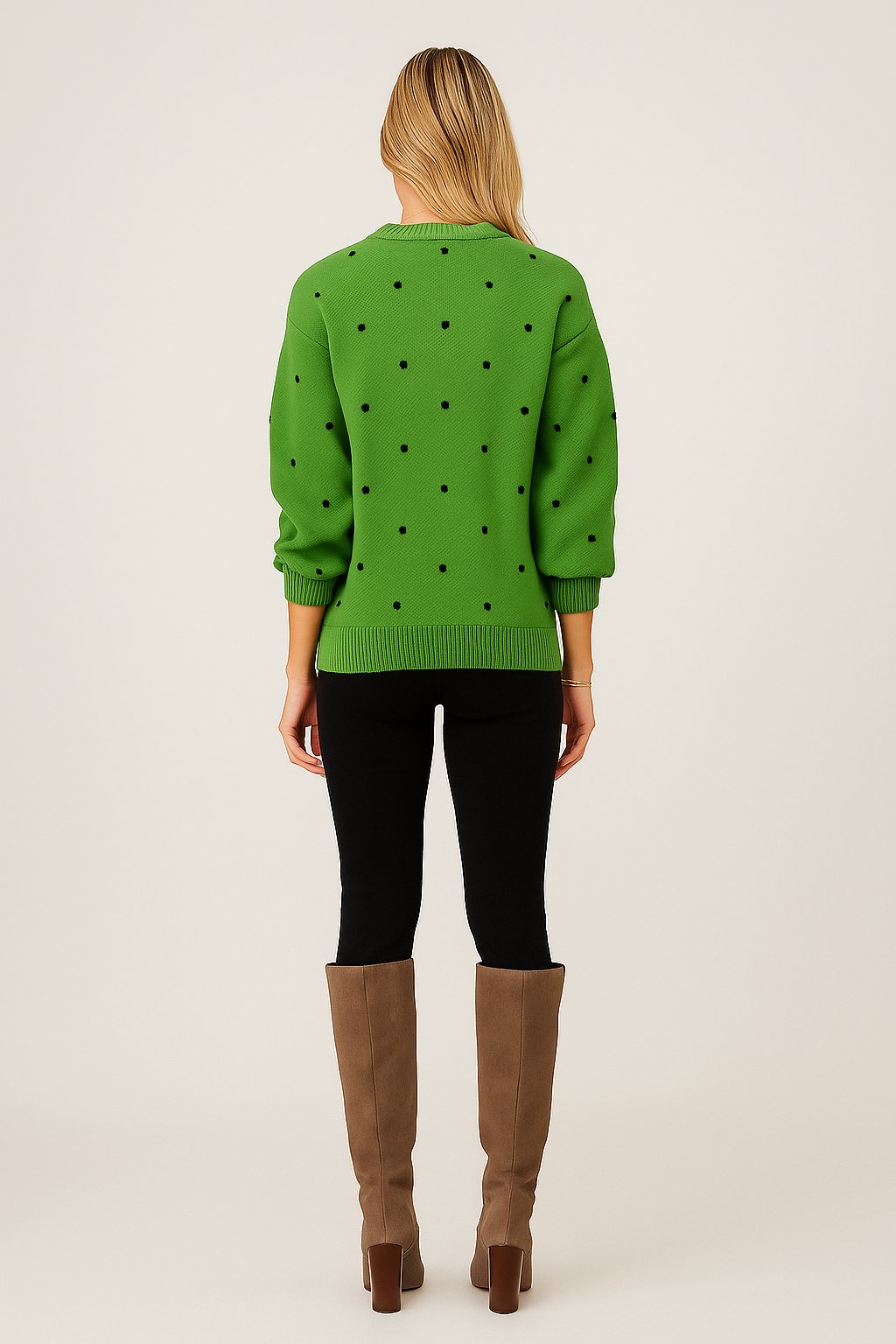 Polka Dot Sweater – Relaxed Fit – Crew Neck
