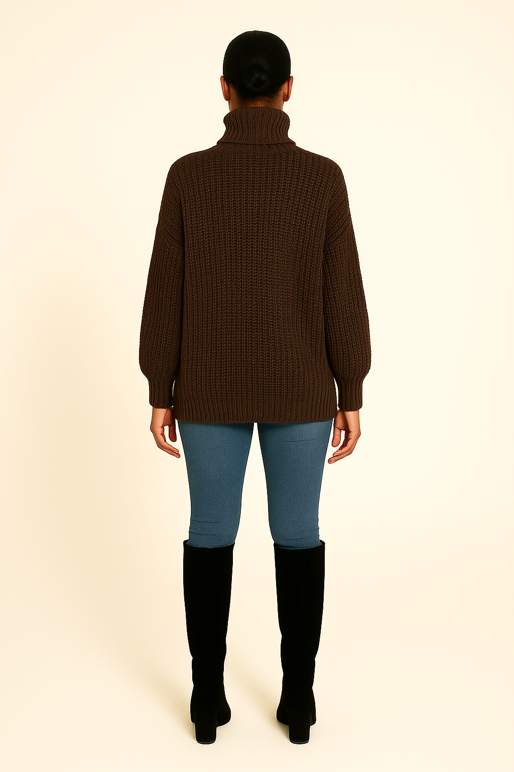 Oversized Turtleneck Sweater – Chunky Cable Knit – Drop Shoulder – Relaxed Fit