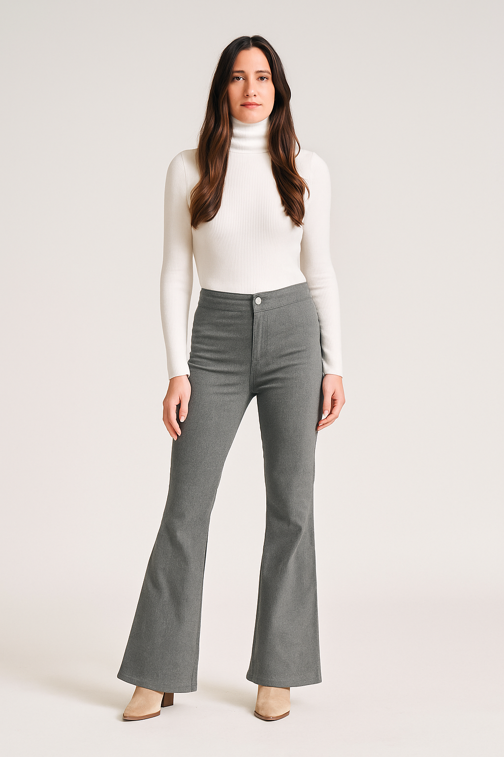 Trousers Corduroy High Waist Flared Slim Fit