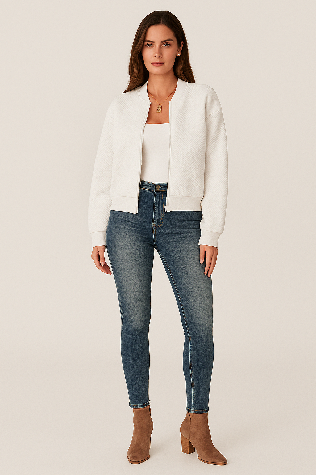 Cardigan – Zip Up – Textured Knit – Ribbed Trim – Relaxed Fit