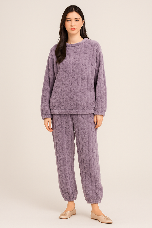 2-Piece Pyjama Set – Pullover Top & Trousers – Relaxed Fit – Loungewear for Women
