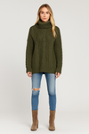 Oversized Turtleneck Cable Knit Sweater