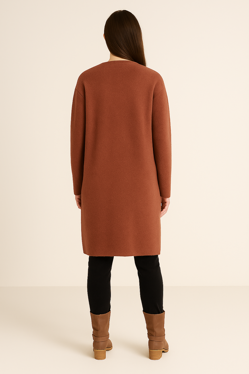 Women’s Long Open Front Cardigan Knee Length Duster Pockets