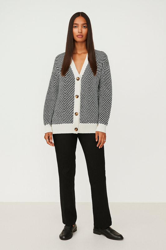 Oversized-Herringbone-Cardigan - Timeless-Style-with-Comfort