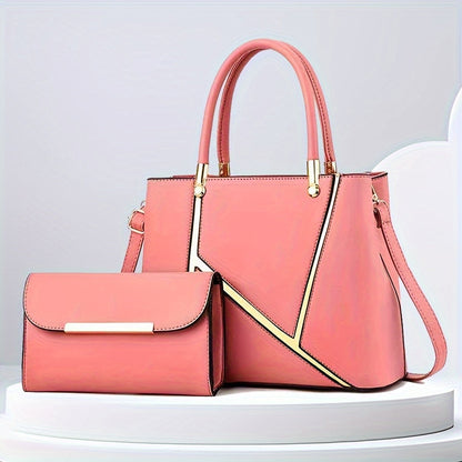 Structured Two-Piece Handbag Set With Gold Hardware