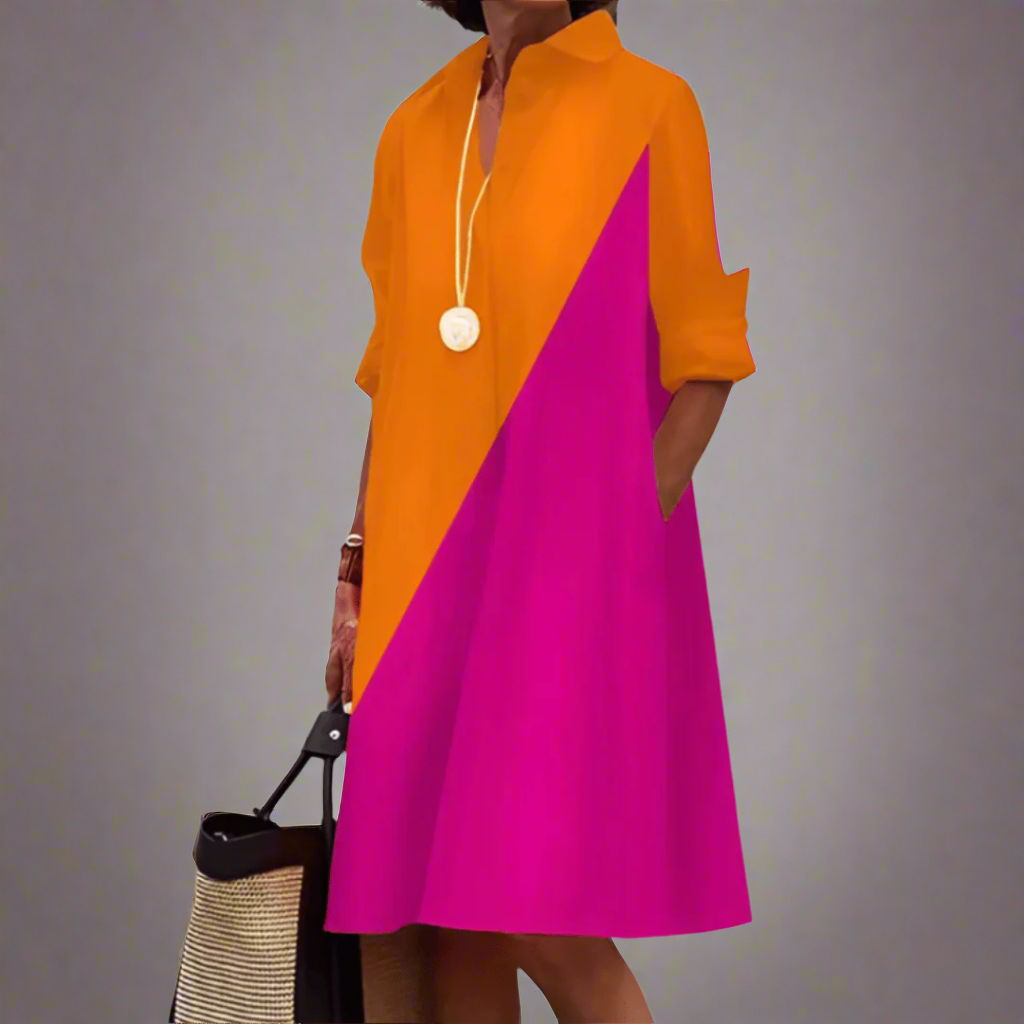 Polo Collar Elegant Midi Dress
