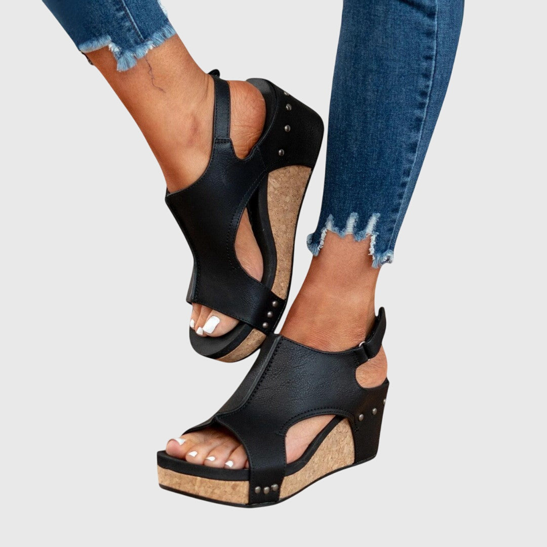 Adjustable Wedge Sandals With Cushioned Insole
