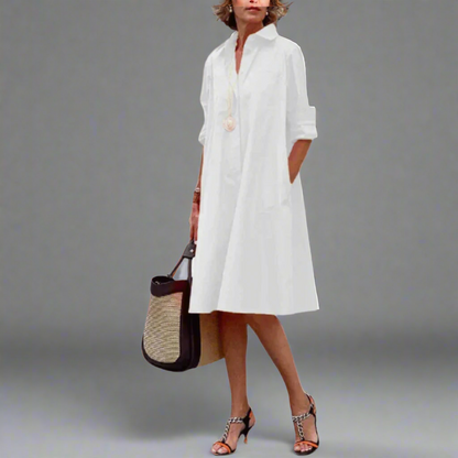 Polo Collar Elegant Midi Dress