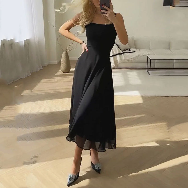 Square Neck Midi Dress for Wedding Guests