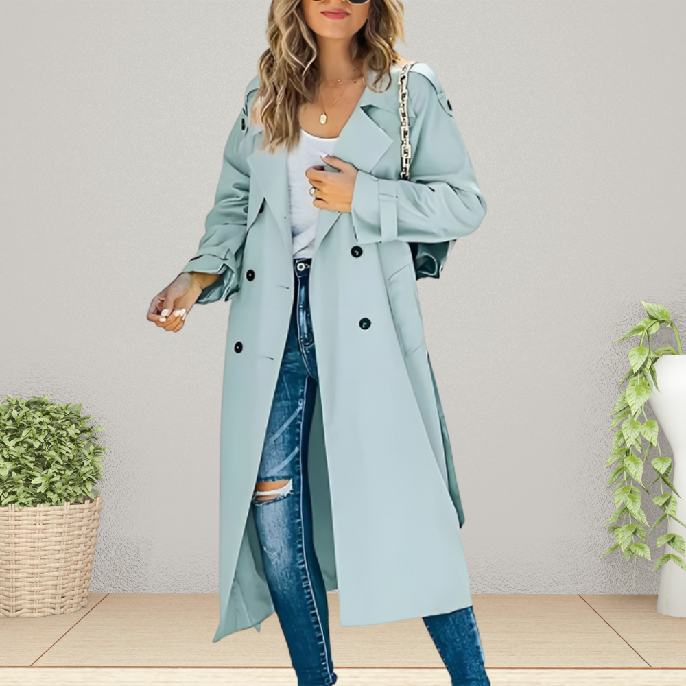 Women's Double Breasted Longline Trench Coat