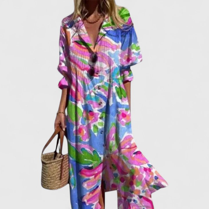 Elegant Boho Dress With Bold Print